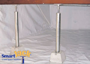 Crawl space structural support jacks installed in Ogdensburg