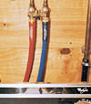 FloodChek washer hoses installed on a washer in Montague
