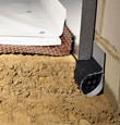 A crawl space encapsulation and insulation system, complete with drainage matting for flooded crawl spaces in Dingman