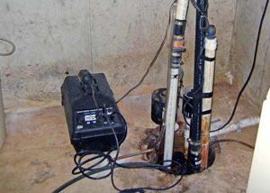 Pedestal sump pump system installed in a home in Bangor