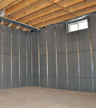 Installed basement wall panels installed in Newton
